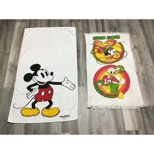 Vintage Disney Beach Towel Lot Mickey Mouse Donald Duck Retro Nostalgia Pool